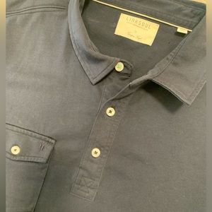 LINKSOUL Mens Size S‎ Blue Luxury Cotton Polo With Pocket Short Sleeve